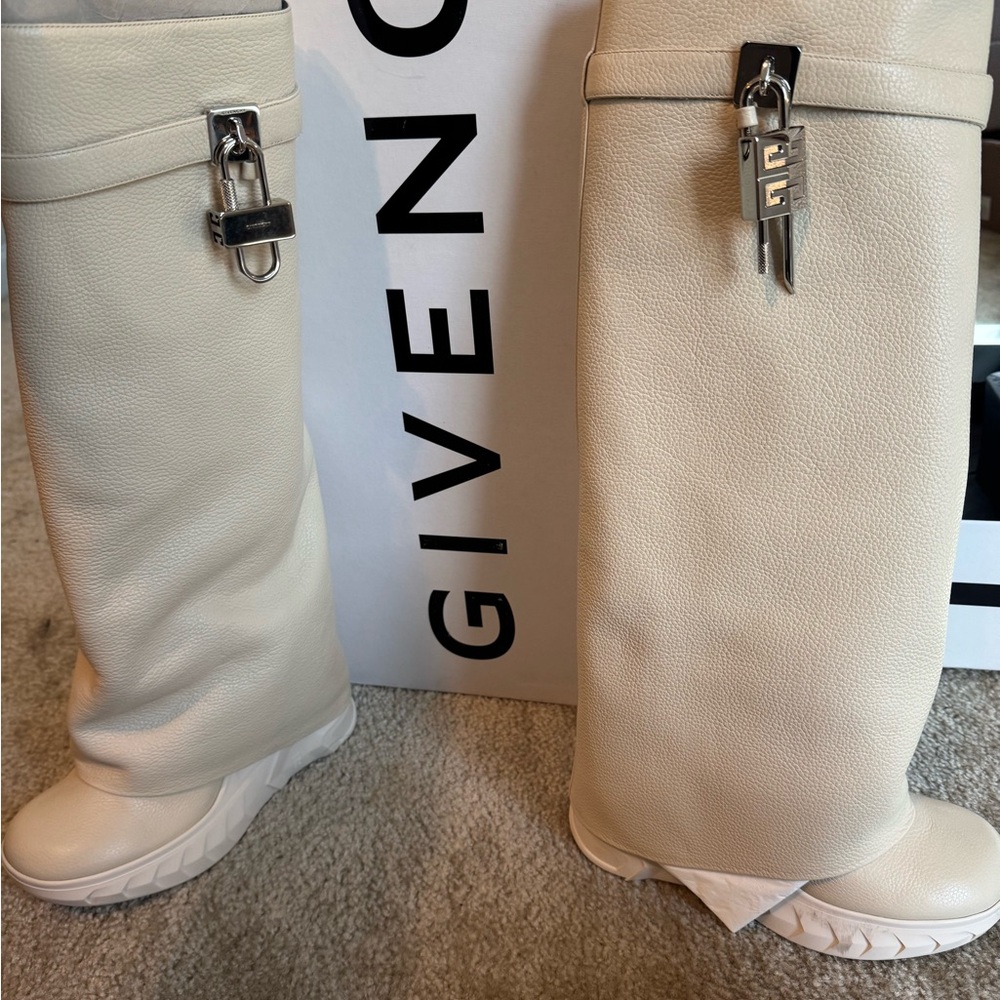 Givenchy Cream and Black Leather Boots